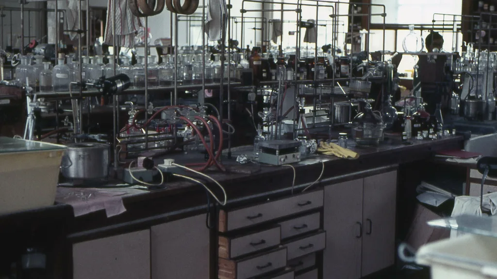 A laboratory bench set up for research