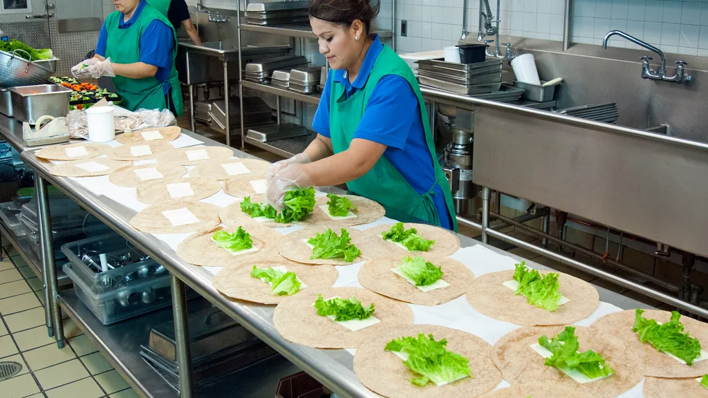 Vegetables being prepared in a kitchen