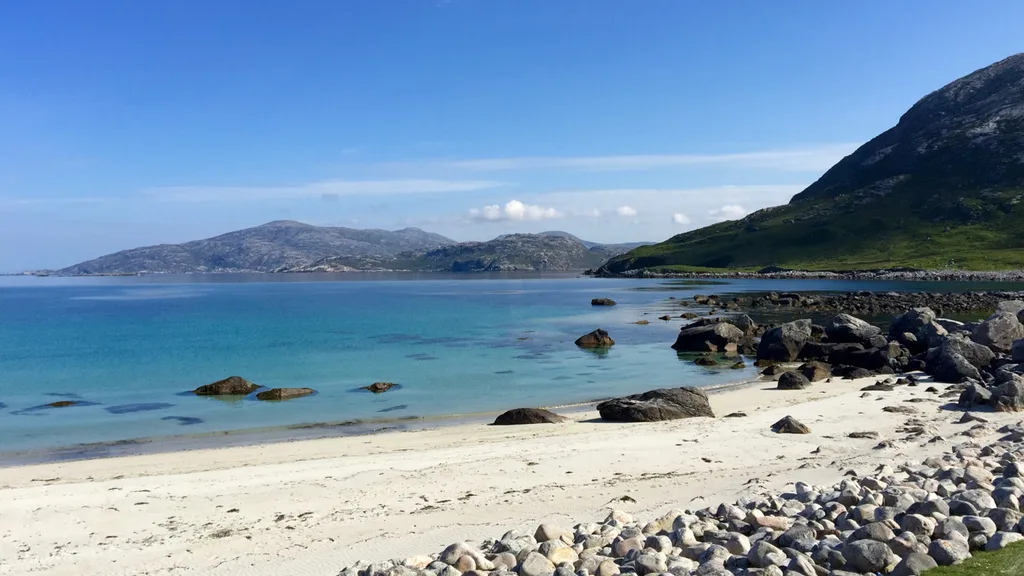 A sunlit beach
