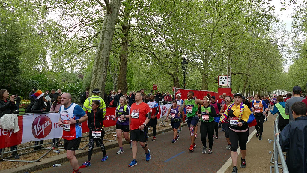 Runners nearing the end of a marathon