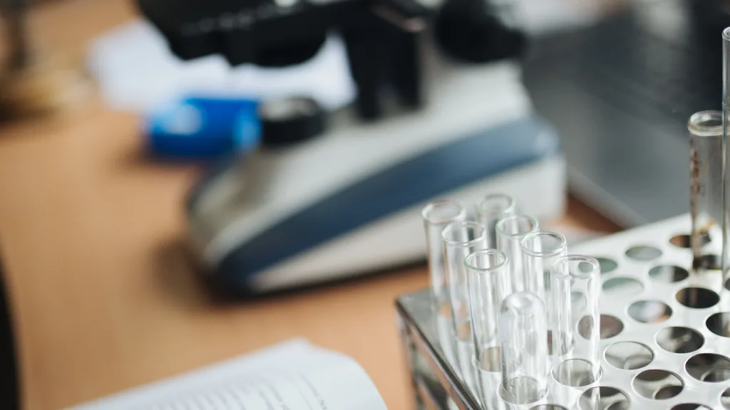 A laboratory bench set up for research